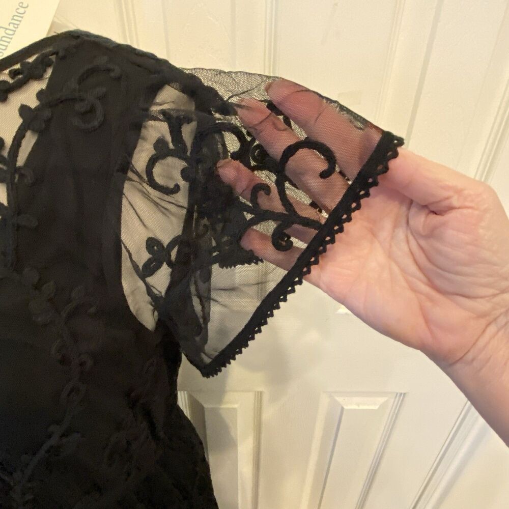 NWT $298 Sundance Mayfield Black Embroidered Tule Sheer Maxi Dress Sz M - Picture 4 of 6